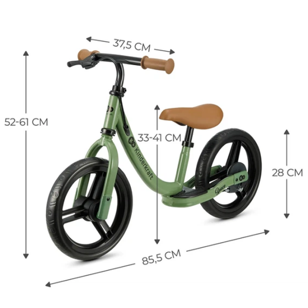 Bicicletă fără pedale KinderKraft Space 12" Green Light Oțel / Pentru copii photo 8
