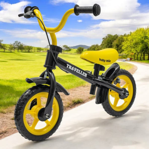 Bicicletă fără pedale Baby Mix Traveller 12" Black Yellow Oțel / Pentru copii photo 5