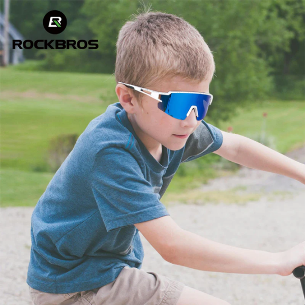 Ochelari de soare Rockbros Polarized Youth Kids UV400 Cycling Sports Blue White Blue White photo 8