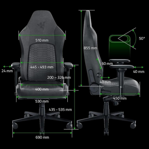 Scaun Gaming Razer Iskur V2 Black Gray  photo 8