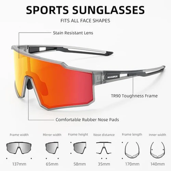 Ochelari de soare Rockbros Polarized Cycling Sunglasses with TR90 Frame Gray Multicolor Gray Multicolor photo 3