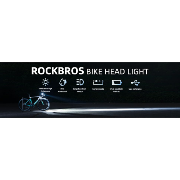 Lanterna bicicletei Rockbros RHL 600LM Black Gray Black Gray photo 9