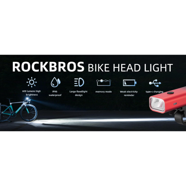 Велосипедный фонарь Rockbros RHL 600LM Красный Черный Красный Черный photo 8