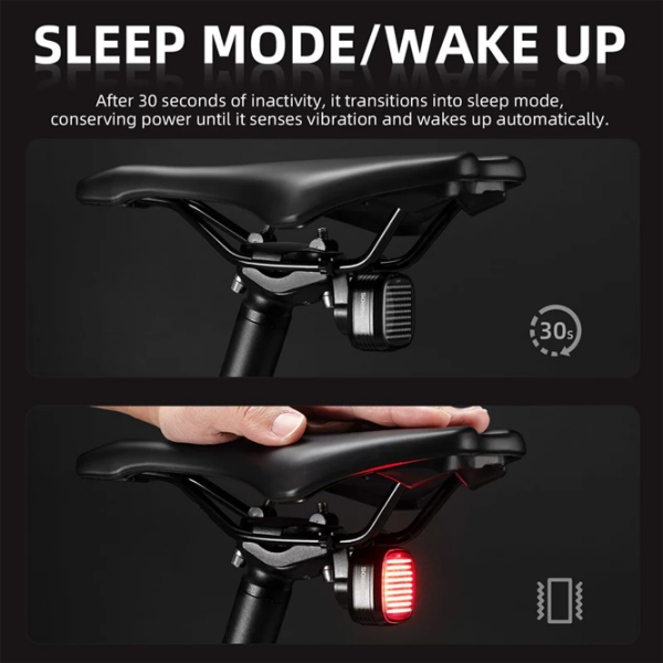 Lanterna bicicletei Rockbros R7 Tail Light Brake Sense Black Red Black Red photo 2