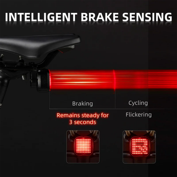 Lanterna bicicletei Rockbros R7 Tail Light Brake Sense Black Red Black Red photo 5