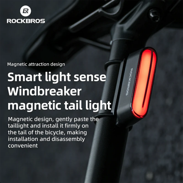 Lanterna bicicletei Rockbros Magnetic Tail Light Brake SKL01 Black Red Black Red photo 10