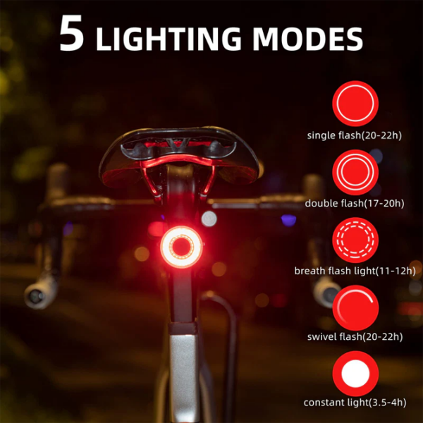Lanterna bicicletei Rockbros Tail Light Break Sense Black Red Black Red photo 3