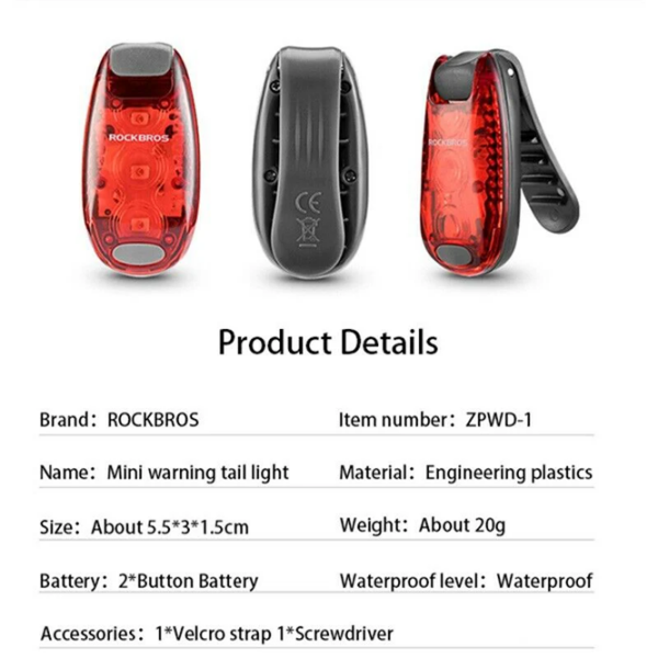 Lanterna bicicletei Rockbros Clip-On Tail Light Red Black Red Black photo 3