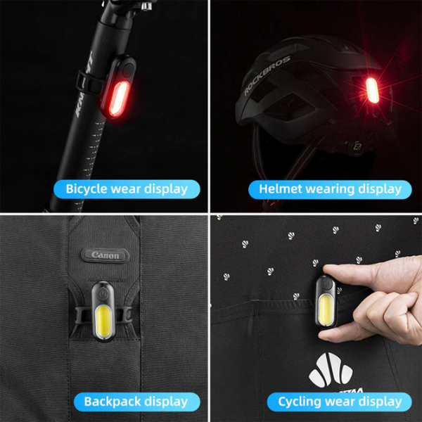 Велосипедный фонарь Rockbros COB Mini Tail Light Черный Серый Черный Серый photo 6
