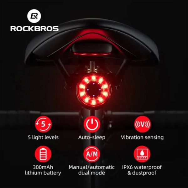 Велосипедный фонарь Rockbros Q1 Max Черный Красный Черный Красный photo 5