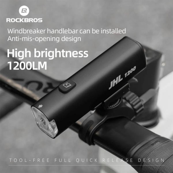 Велосипедный фонарь Rockbros JHL 1200LM Черный Серый Черный Серый photo 2