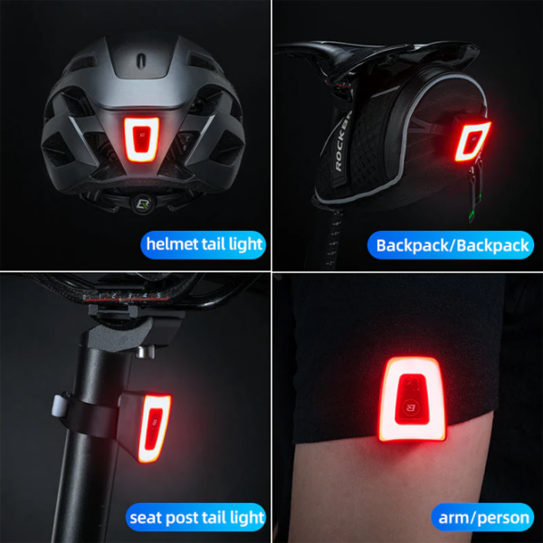 Lanterna bicicletei Rockbros Warning Tail Light Black White Black White photo 5