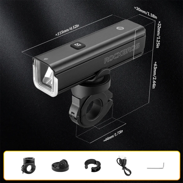 Lanterna bicicletei Rockbros RHL1500 Bike Light Black Gray Black Gray photo 9
