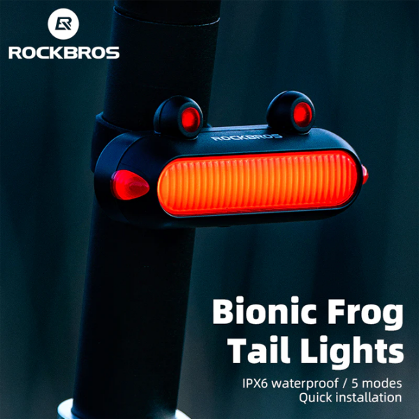 Lanterna bicicletei Rockbros Frog Tail RFL01 Black Gray Black Gray photo 6