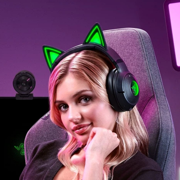 Căști Razer Kraken Kitty Edition V2 Black Fără fir / Gaming / Over the ear photo 7