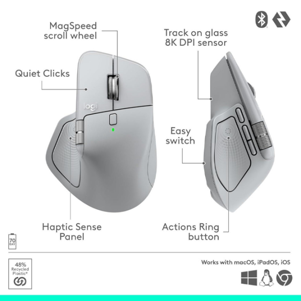 Mouse Logitech MX Master 4 Gray Fără fir, 1000 dpi photo 5