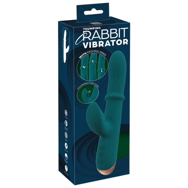 Вибратор You2Toys Thumping Rabbit Vibrator with Moving Ring Зеленый  photo 1