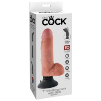 Вибратор King Cock Vibrating Cock with Balls Бежевый 