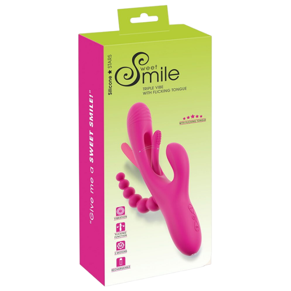 Вибратор Sweet Smile Triple Vibe With Flicking Tongue Розовый  photo 1