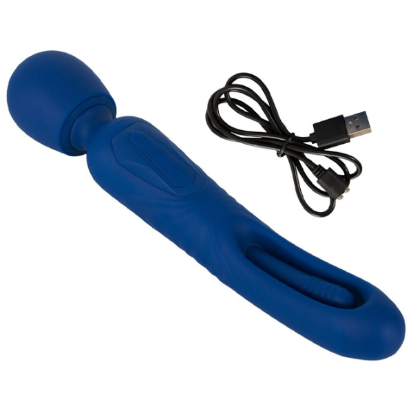 Вибратор Sweet Smile 2in1 Wand with Flicking Tongue Тёмно-синий  photo 13