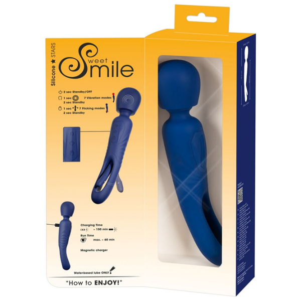 Вибратор Sweet Smile 2in1 Wand with Flicking Tongue Тёмно-синий  photo 16