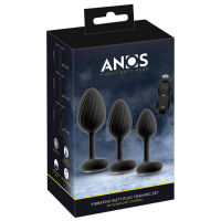 Анальная игрушка ANOS RC Butt Plug Set with Vibration Черный 