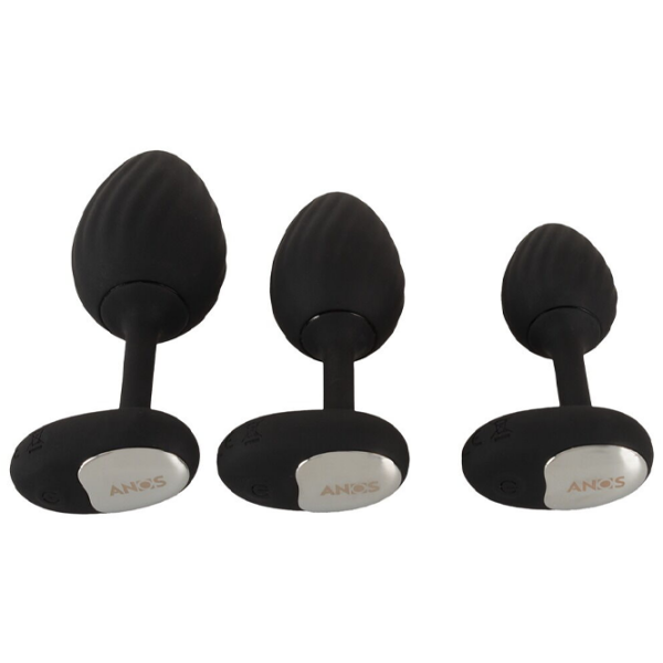 Анальная игрушка ANOS RC Butt Plug Set with Vibration Черный  photo 4