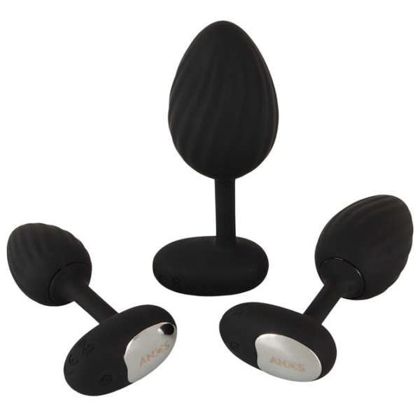Анальная игрушка ANOS RC Butt Plug Set with Vibration Черный  photo 5