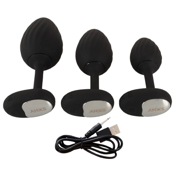 Анальная игрушка ANOS RC Butt Plug Set with Vibration Черный  photo 9