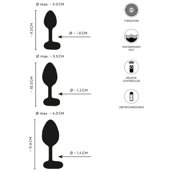 Анальная игрушка ANOS RC Butt Plug Set with Vibration Черный  photo 10