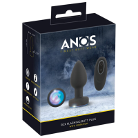 Анальная игрушка ANOS RC Flashing Butt Plug with Vibration RGB Черный 