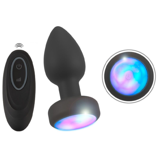 Анальная игрушка ANOS RC Flashing Butt Plug with Vibration RGB Черный  photo 2