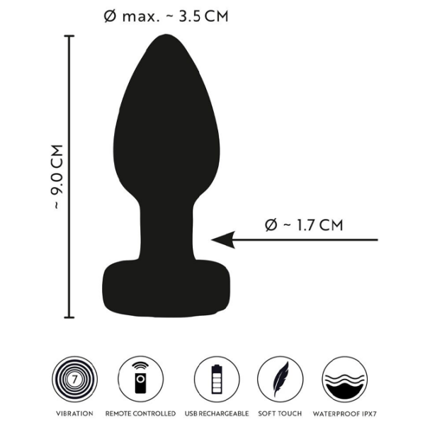 Анальная игрушка ANOS RC Flashing Butt Plug with Vibration RGB Черный  photo 12