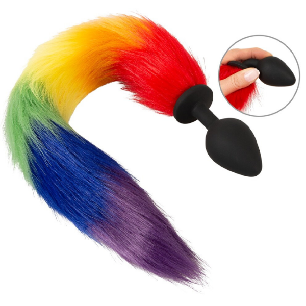 Анальная игрушка You2Toys Fluffy Tail Rainbow Черный  photo 2