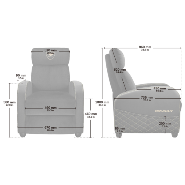 Игровое кресло Cougar Ranger Elite Jet Gray Черный  photo 9