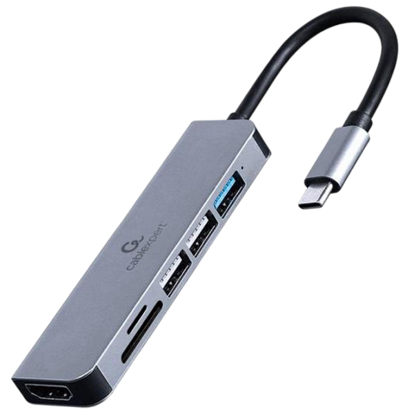 Adaptor Gembird A-CM-COMBO6-02 Gray USB Type-C photo 1