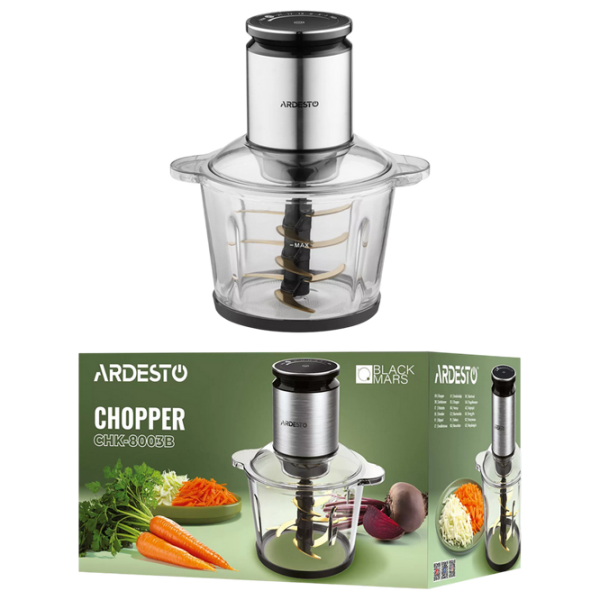 Измельчитель Ardesto CHK-8003B Нержавеющая сталь От сети, 800 Вт, 3 л photo 10