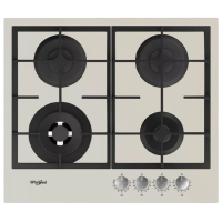 Plită încorporabilă pe gaz Whirlpool GOFL 629/SH EE Beige Inox, Gratare: Fontă