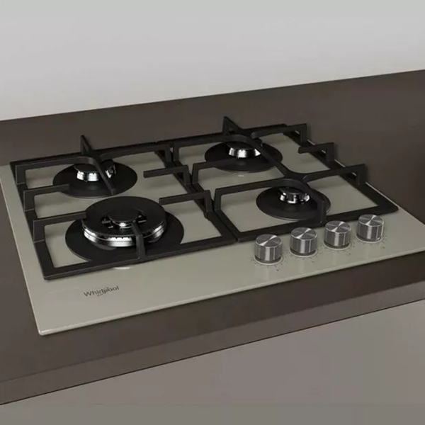 Plită încorporabilă pe gaz Whirlpool GOFL 629/SH EE Beige Inox, Gratare: Fontă photo 4