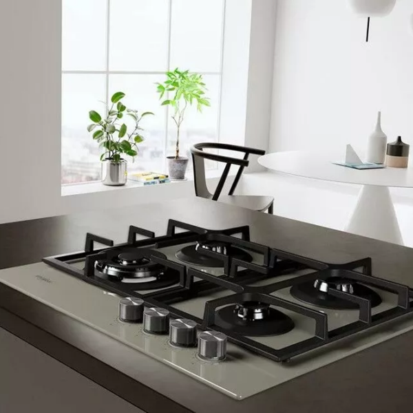 Plită încorporabilă pe gaz Whirlpool GOFL 629/SH EE Beige Inox, Gratare: Fontă photo 5