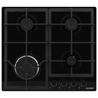 Plită încorporabilă pe gaz Bauer Rio 6L4GT FFD BLG Black Sticlă călită, Gratare: Fontă