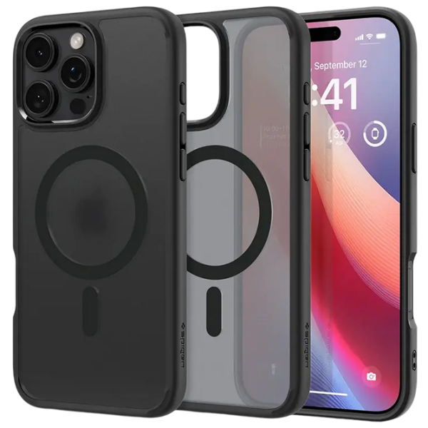 Чехол для смартфона Apple iPhone 16 Pro (Ultra Hybrid) Прозрачный Черный Spigen, ТПУ, MagSafe Back