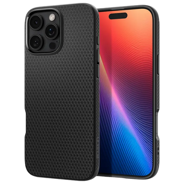 Чехол для смартфона Apple iPhone 16 Pro (Liquid Air) Черный Матовый черный Spigen, ТПУ, Back