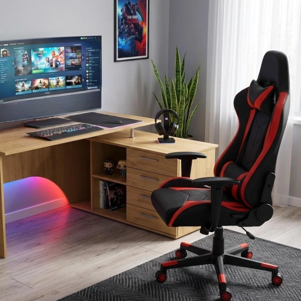 Scaun Gaming Fabrik Home Game Black Red  photo 2