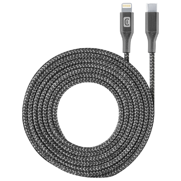 Cablu pentru telefon Cellularline Long MFI USB Type-C / Lightning Black  photo 1