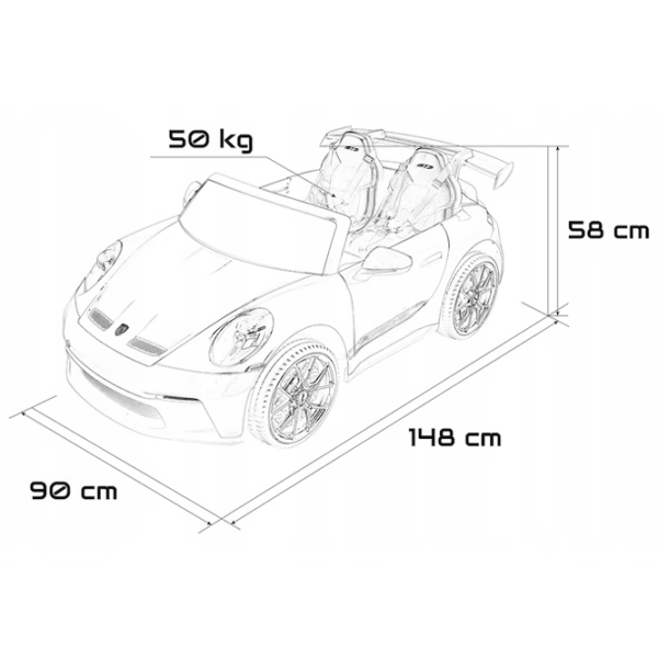 Электромобиль Porsche 911 Dake GT3 Черный 3+ | 50 кг | 8 км/ч photo 7