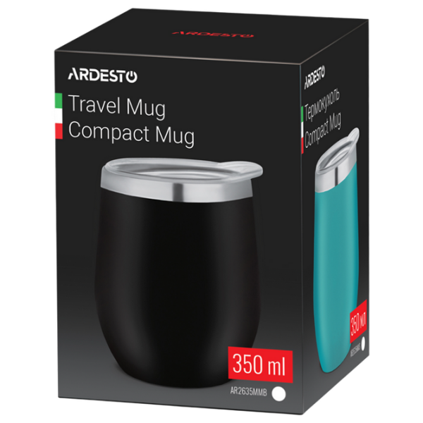 Cană termo Ardesto Compact Travel Mug Black 0.35l photo 3