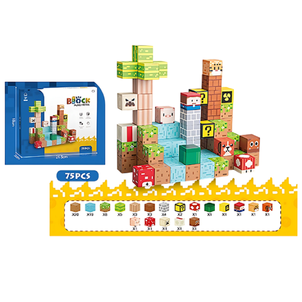 Конструктор HD Toys Magnetic Blocks Разноцветный Количество деталей 75 , 3+