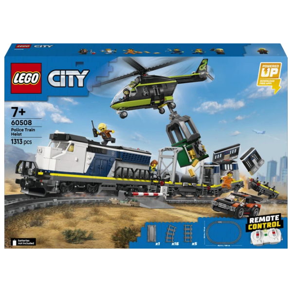 Constructor cu telecomandă LEGO Police Train Heist Gray Numărul de piese 1313, 7+