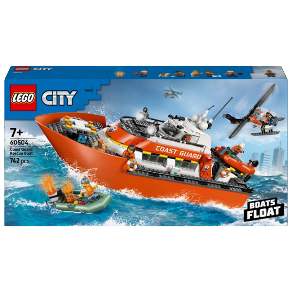 Constructor LEGO Coast Guard Rescue Boat & Helicopter Orange Numărul de piese 742, 7+